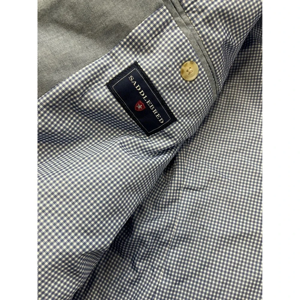 Saddlebred‎ Mens 44R Light Blue 100% Cotton 2 Button Blazer Sport Coat Gingham